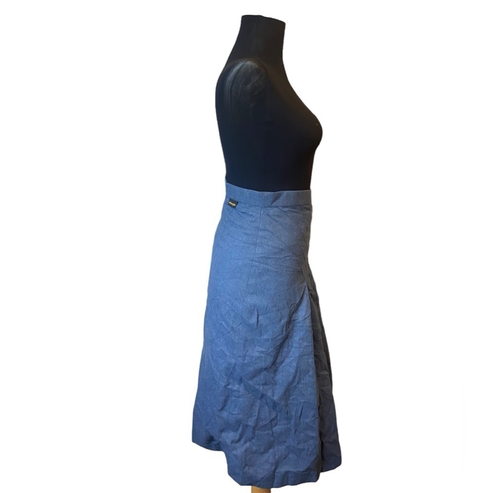 Vintage Wrangler Blue Grey Wool Pleated Skirt - Picture 3 of 14